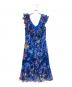TADASHI SHOJI（タダシ ショージ）の古着「ラッフルトリム アクアリウム カクテルドレス」｜ブルー