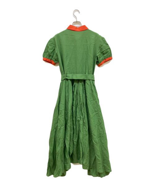 hazama（ハザマ）hazama (ハザマ) 経年真価のワンピース グリーン×オレンジ サイズ:Mの古着・服飾アイテム