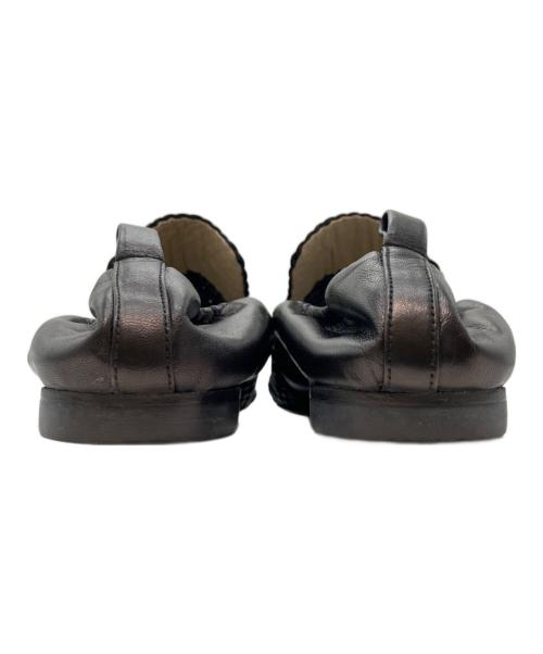 INSCRIRE（アンスクリア）INSCRIRE (アンスクリア) ナッパレザーメッシュスリッポン ブラック サイズ:35の古着・服飾アイテム