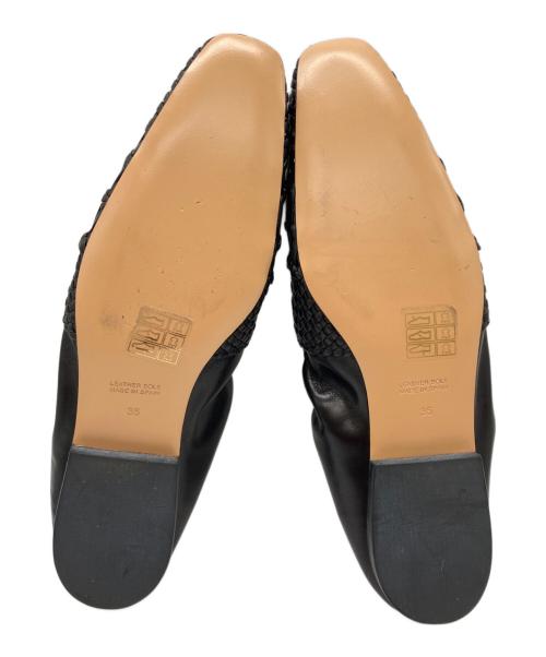 INSCRIRE（アンスクリア）INSCRIRE (アンスクリア) ナッパレザーメッシュスリッポン ブラック サイズ:35の古着・服飾アイテム