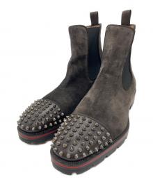 Christian Louboutin（クリスチャン・ルブタン）の古着「スタッズサイドゴアスウェードブーツ」｜ブラウン