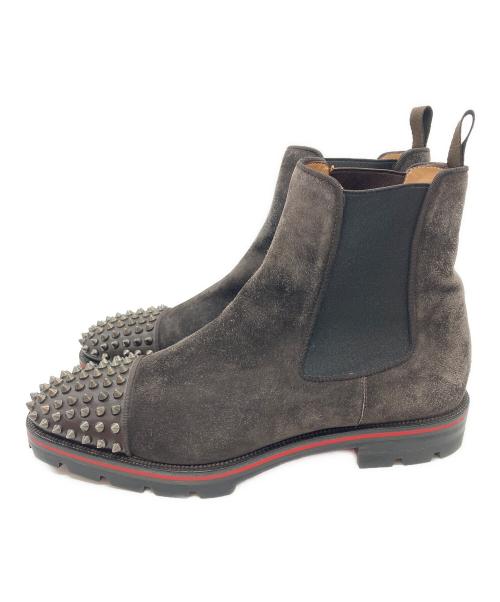 Christian Louboutin（クリスチャン・ルブタン）Christian Louboutin (クリスチャン・ルブタン) スタッズサイドゴアスウェードブーツ ブラウン サイズ:SIZE401/2の古着・服飾アイテム