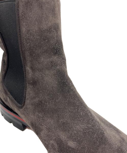 Christian Louboutin（クリスチャン・ルブタン）Christian Louboutin (クリスチャン・ルブタン) スタッズサイドゴアスウェードブーツ ブラウン サイズ:SIZE401/2の古着・服飾アイテム