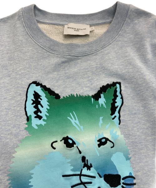 maison kitsune（メゾンキツネ）MAISON KITSUNE (メゾンキツネ) フォックスヘッドクルーネックスウェット　KM00305KM0001 ブルー サイズ:Lの古着・服飾アイテム