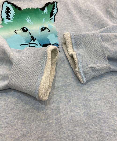 maison kitsune（メゾンキツネ）MAISON KITSUNE (メゾンキツネ) フォックスヘッドクルーネックスウェット　KM00305KM0001 ブルー サイズ:Lの古着・服飾アイテム
