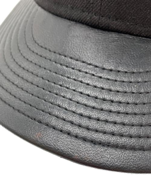 Yohji Yamamoto pour homme（ヨウジヤマモト プールオム）Yohji Yamamoto pour homme (ヨウジヤマモト プールオム) New Era (ニューエラ) レザー切替キャップ ブラック サイズ:7 1/8の古着・服飾アイテム