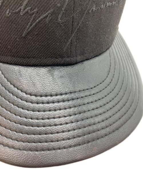 Yohji Yamamoto pour homme（ヨウジヤマモト プールオム）Yohji Yamamoto pour homme (ヨウジヤマモト プールオム) New Era (ニューエラ) レザー切替キャップ ブラック サイズ:7 1/8の古着・服飾アイテム