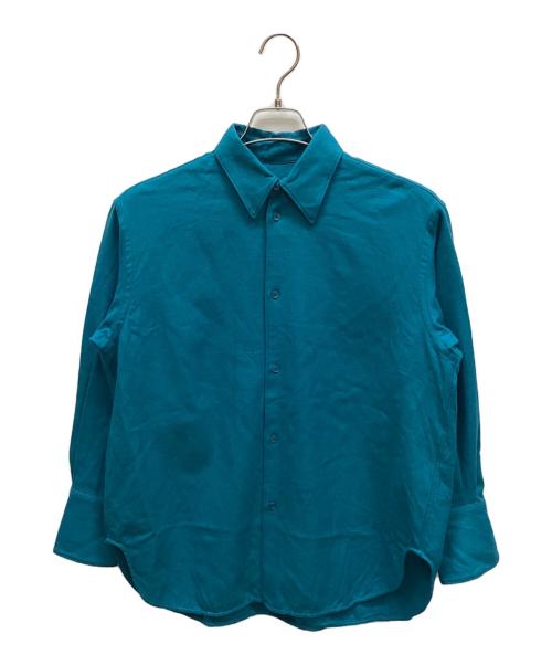 LOEFF（ロエフ）LOEFF (ロエフ) W フラノ レギュラーカラーシャツ ターコイズブルーの古着・服飾アイテム