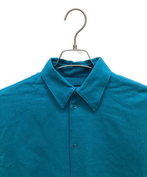 LOEFF（ロエフ）LOEFF (ロエフ) W フラノ レギュラーカラーシャツ ターコイズブルーの古着・服飾アイテム