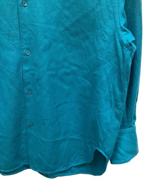 LOEFF（ロエフ）LOEFF (ロエフ) W フラノ レギュラーカラーシャツ ターコイズブルーの古着・服飾アイテム
