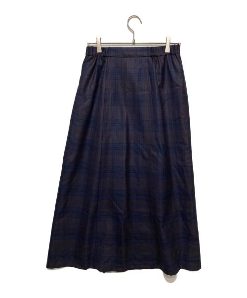 MACPHEE（マカフィー）MACPHEE (マカフィー) ウールブライトチェックギャザーロングスカート ネイビー サイズ:36の古着・服飾アイテム