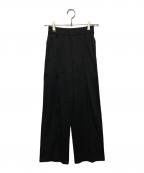 YORIヨリ）の古着「サテンセンタープレスワイドパンツ」｜ブラック
