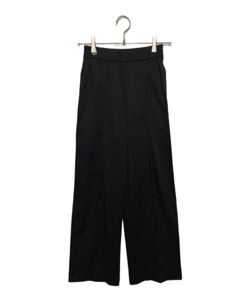 YORI（ヨリ）YORI (ヨリ) サテンセンタープレスワイドパンツ ブラック サイズ:34の古着・服飾アイテム