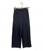 YORIヨリ）の古着「サテンセンタープレスワイドパンツ」｜ネイビー