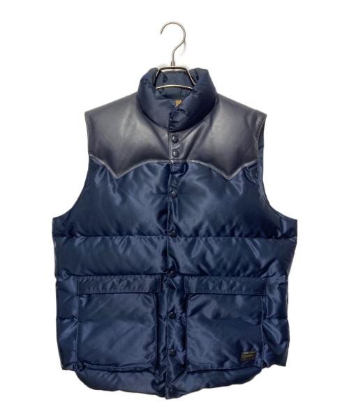 RockyMountainFeatherBed（ロッキーマウンテンフェザーベッド）RockyMountainFeatherBed (ロッキーマウンテンフェザーベッド) PORTER (ポーター) BEAMS (ビームス) ヨークレザーダウンベスト ネイビー サイズ:40の古着・服飾アイテム