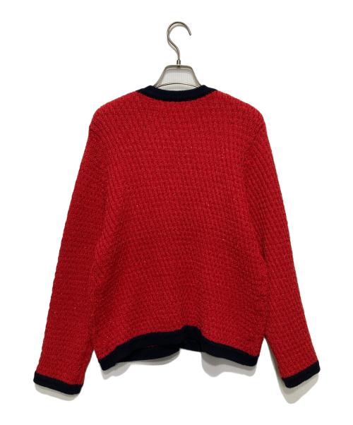 Apuweiser-riche（アプワイザーリッシェ）Apuweiser-riche (アプワイザーリッシェ) 配色金ボタンニットジャケット レッド サイズ:2の古着・服飾アイテム