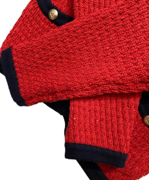 Apuweiser-riche（アプワイザーリッシェ）Apuweiser-riche (アプワイザーリッシェ) 配色金ボタンニットジャケット レッド サイズ:2の古着・服飾アイテム