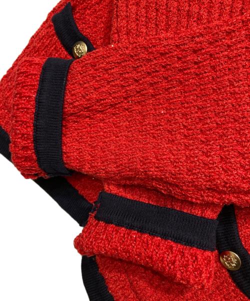 Apuweiser-riche（アプワイザーリッシェ）Apuweiser-riche (アプワイザーリッシェ) 配色金ボタンニットジャケット レッド サイズ:2の古着・服飾アイテム