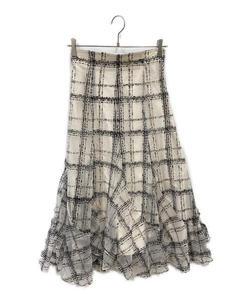 Apuweiser-riche（アプワイザーリッシェ）Apuweiser-riche (アプワイザーリッシェ) チェックエスカルゴスカート アイボリー サイズ:2の古着・服飾アイテム