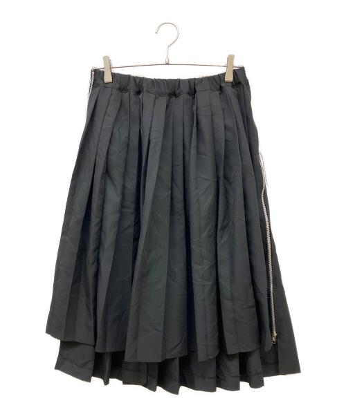 BLACK COMME des GARCONS（ブラックコムデギャルソン）BLACK COMME des GARCONS (ブラックコムデギャルソン) サイドファスナープリーツスカート ブラック サイズ:XS 未使用品の古着・服飾アイテム