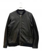nano・universeナノ・ユニバース）の古着「レザーリブブルゾン」｜ブラック