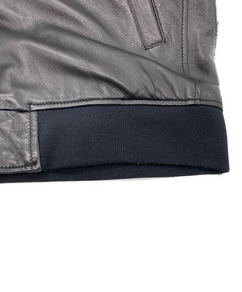 nano・universe（ナノ・ユニバース）nano・universe (ナノ・ユニバース) レザーリブブルゾン ブラック サイズ:SIZE XLの古着・服飾アイテム