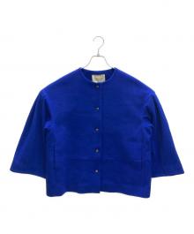 UNITED ARROWS TOKYO（ユナイテッドアローズトウキョウ）の古着「W メタル ノーカラー ショートコート」｜ブルー