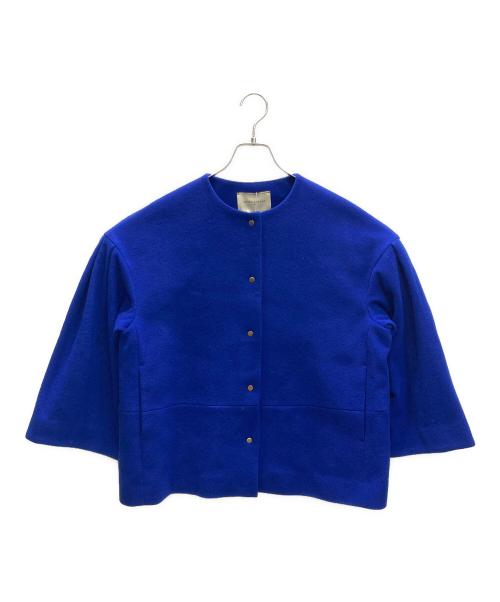 UNITED ARROWS TOKYO（ユナイテッドアローズトウキョウ）UNITED ARROWS TOKYO (ユナイテッドアローズトウキョウ) W メタル ノーカラー ショートコート ブルー サイズ:38 未使用品の古着・服飾アイテム