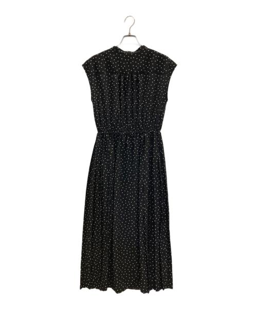 SHIPS（シップス）SHIPS (シップス) ドット サイドプリーツフレンチスリーブワンピース ブラック サイズ:Ｍの古着・服飾アイテム