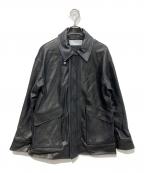 MURRALミューラル）の古着「Framed embroidery leather jacket」｜ブラック