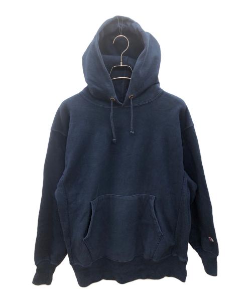 Champion REVERSE WEAVE（チャンピオン リバース ウィーブ）Champion REVERSE WEAVE (チャンピオン リバース ウィーブ) 70sプルオーバーパーカー 単色タグ 金タグ 前期型 古着 ネイビー サイズ:XLの古着・服飾アイテム