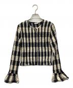 CLANEクラネ）の古着「SHIRRING DESIGN BLOUSE」｜ブラック×ホワイト