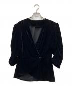 anukeアンヌーク）の古着「Velour Gather Blouse」｜ブラック