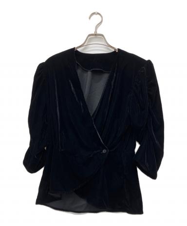 中古・古着通販】anuke (アンヌーク) Velour Gather Blouse ブラック
