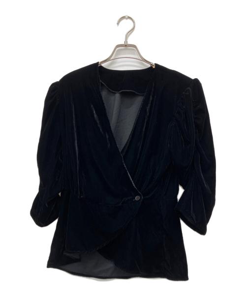 anuke（アンヌーク）anuke (アンヌーク) Velour Gather Blouse ブラック サイズ:Free 未使用品の古着・服飾アイテム
