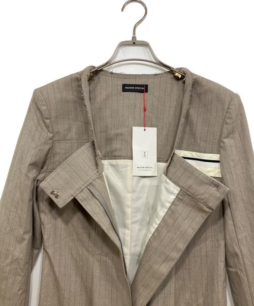 MAISON SPECIAL（メゾンスペシャル）MAISON SPECIAL (メゾンスペシャル) Collarless Jacket Rompers ベージュ サイズ:36 未使用品の古着・服飾アイテム