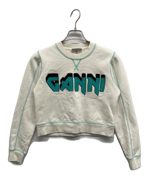 GANNI（ガニー）GANNI (ガニー) クロップドロゴスウェット ホワイト サイズ:XXSの古着・服飾アイテム