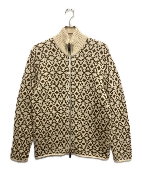 ETRO（エトロ）ETRO (エトロ) 総柄ドライバーズニット ベージュ サイズ:XLの古着・服飾アイテム