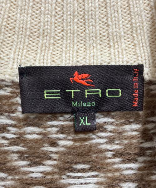 ETRO（エトロ）ETRO (エトロ) 総柄ドライバーズニット ベージュ サイズ:XLの古着・服飾アイテム