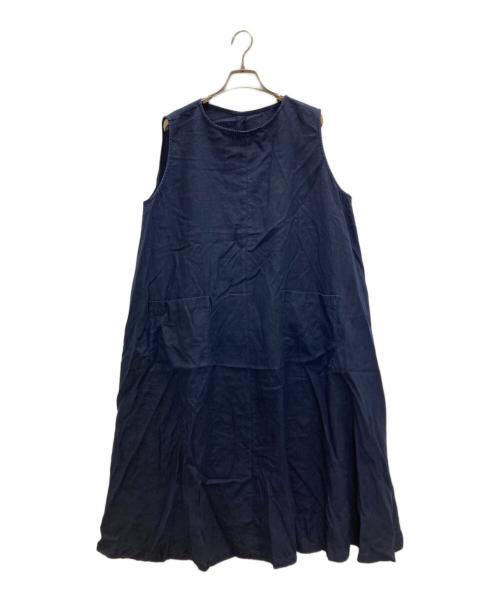 nest Robe（ネストローブ）nest Robe (ネストローブ) リネンノースリーブフレアワンピース ネイビー サイズ:SIZE Freeの古着・服飾アイテム