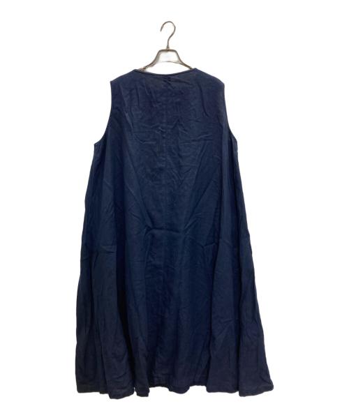 nest Robe（ネストローブ）nest Robe (ネストローブ) リネンノースリーブフレアワンピース ネイビー サイズ:SIZE Freeの古着・服飾アイテム