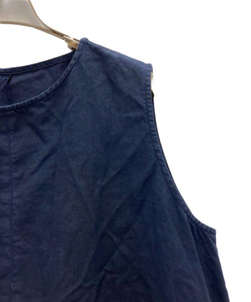 nest Robe（ネストローブ）nest Robe (ネストローブ) リネンノースリーブフレアワンピース ネイビー サイズ:SIZE Freeの古着・服飾アイテム