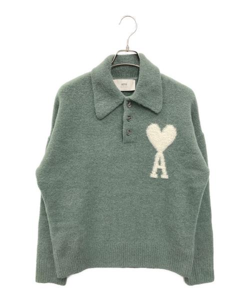AMI Alexandre Mattiussi（アミアレクサンドルマテュッシ）AMI Alexandre Mattiussi (アミアレクサンドルマテュッシ) ハートロゴポロニット グリーン サイズ:Sの古着・服飾アイテム