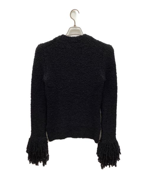 AMI Alexandre Mattiussi（アミアレクサンドルマテュッシ）AMI Alexandre Mattiussi (アミアレクサンドルマテュッシ) フリンジトリム クロップドセーター ブラック サイズ:Lの古着・服飾アイテム