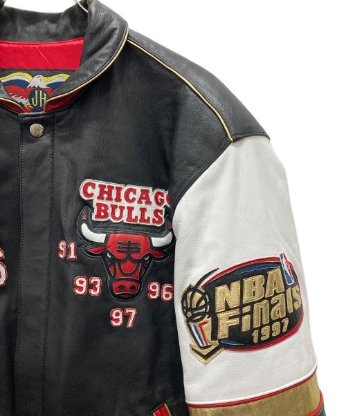 NBA（エヌビーエー）NBA (エヌビーエー) JEFF HAMILTON (ジェフハミルトン) 5 Time Champions Leather Jacket ブラック×レッド サイズ:Mの古着・服飾アイテム