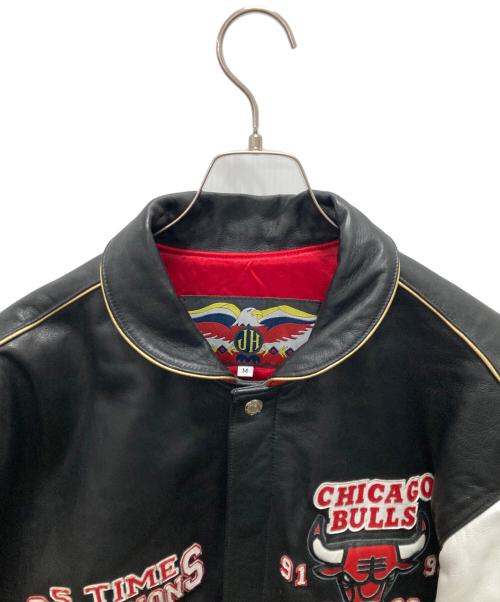 NBA（エヌビーエー）NBA (エヌビーエー) JEFF HAMILTON (ジェフハミルトン) 5 Time Champions Leather Jacket ブラック×レッド サイズ:Mの古着・服飾アイテム