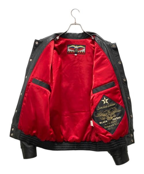 NBA（エヌビーエー）NBA (エヌビーエー) JEFF HAMILTON (ジェフハミルトン) 5 Time Champions Leather Jacket ブラック×レッド サイズ:Mの古着・服飾アイテム