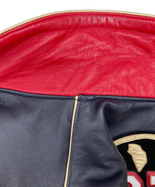 NBA（エヌビーエー）NBA (エヌビーエー) JEFF HAMILTON (ジェフハミルトン) 5 Time Champions Leather Jacket ブラック×レッド サイズ:Mの古着・服飾アイテム