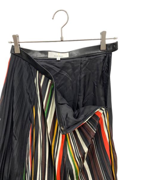 AKIRA NAKA（アキラナカ）AKIRA NAKA (アキラナカ) ウエストレザー プリーツスカート マルチカラー サイズ:2の古着・服飾アイテム