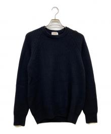 JOHN SMEDLEY（ジョンスメドレー）の古着「インペリアルカシミヤ7ゲージ リブ編み クルーネック ニット」｜ブラック